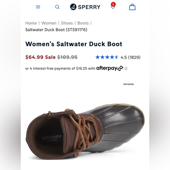Sperry Women's Saltwater Duck Boot Tan/Dark Brown Size 10 - Picture 11 of 13
